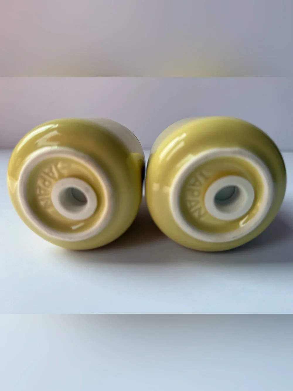 Vintage Yellow Ceramic Salt & Pepper Shakers, Glossy Retro Kitchen Decor, Japan
